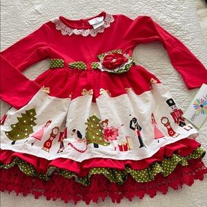 Counting daisies Festive Red Holiday nutcracker Dress for girls